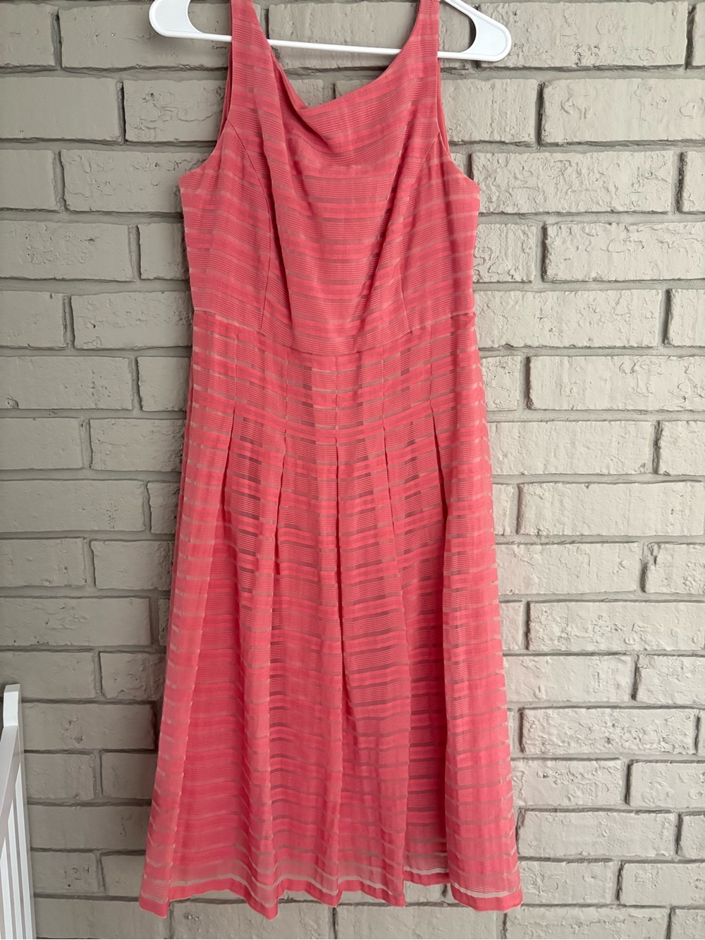 Tommy Hilfiger Coral Pink Striped Midi Dress